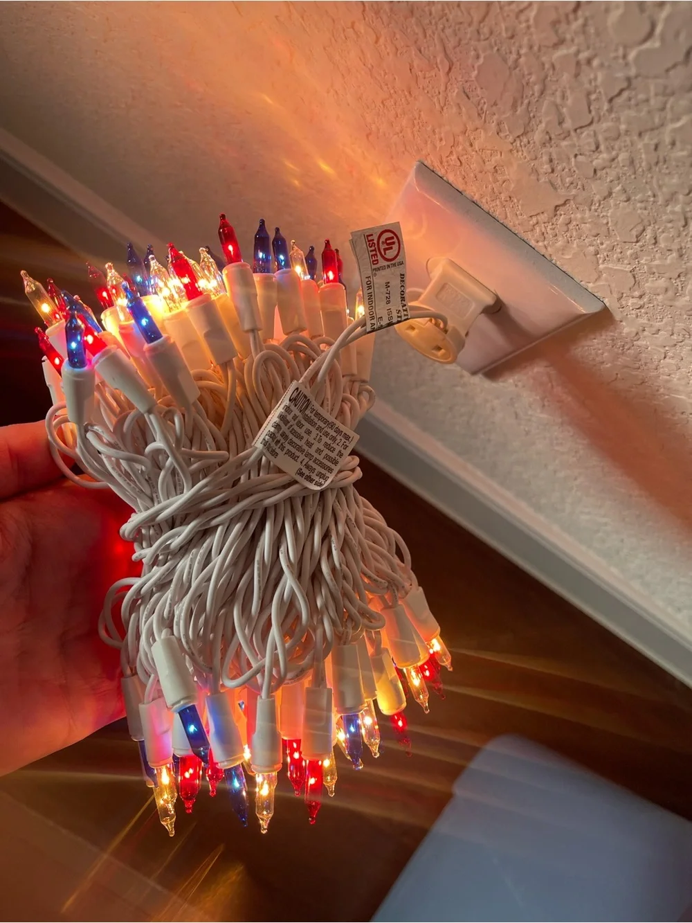NOMA Mini Holiday String Lights - Red, White & Blue - 100 Mini Bulbs